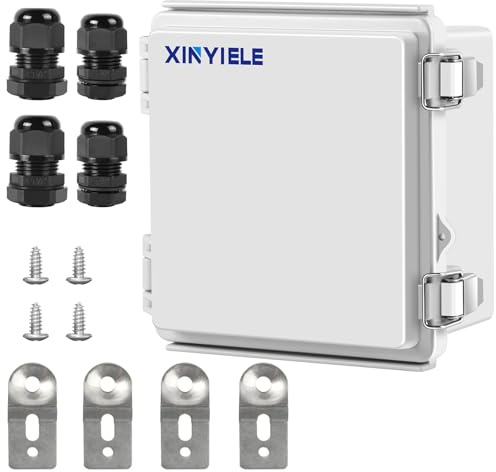 XINYIELE Waterproof Outdoor Project ABS Plastic Junction Box IP67 Weatherproof Dustproof Enclosure with Hinged Cover, Mounting Plate,Wall Brackets for Power Project (5.9X5.9X3.5)