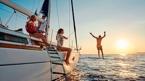 Scala di corda per barca 3 gradini - scala a cinghia impermeabile per bambini o adulti | Corda da arrampicata marina | Gommone, pontone, kayak, yacht