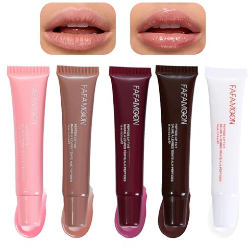 Mrettick 5 Farben Lip Gloss Mirror Lip Glaze, Glänzend Transparent Getönt Aufpolsterndes Lippenöl,Langanhaltend Pflegend Nicht klebend Frisch Klar Glatt Lippenpflege Honig