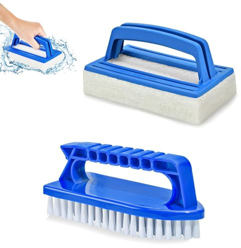 YanBous Juego de Cepillos para Piscina, 2 Piezas Cepillo de Limpieza de Piscina con Mango, Cepillo de Mano Adecuado para Limpiar Suciedad y Musgo, SPA, Piscinas, Bañeras