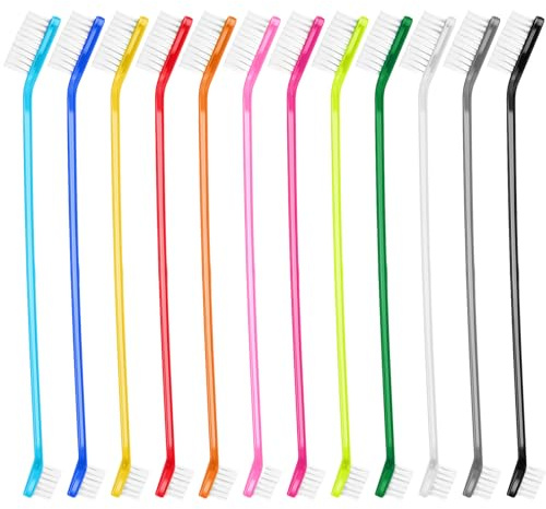 Oruola 12 Pcs Dog Toothbrush Set,Double Headed Dog Toothbrush Set,Soft Puppy Toothbrushes to Clean Pet Teeth,Dogs Tooth Brush for Small to Large Dogs,Cats, and Most Pets,12 Color
