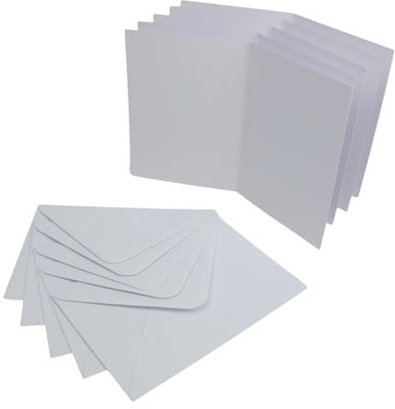 50er Set Faltkarten blanko mit Umschlag weiß, DIN A6 / C6 Klapp-Karten mit Kuvert zum selbstgestalten, beschreibbar und bedruckbar (Weiß)