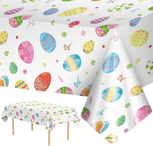 Camino de Mesa de Pascua Huevos de Pascua Mantel Antimanchas, Huevos de Pascua Mantel, Camino de Mesa Primavera Pascua, para La Mesa de La Cocina de Primavera, Decoración de Fiesta de Pascua (B)