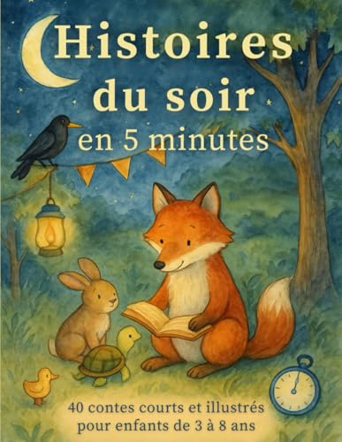 Histoires du Soir en 5 Minutes: 40 Contes Courts et Illustrés pour Enfants de 3 à 8 Ans