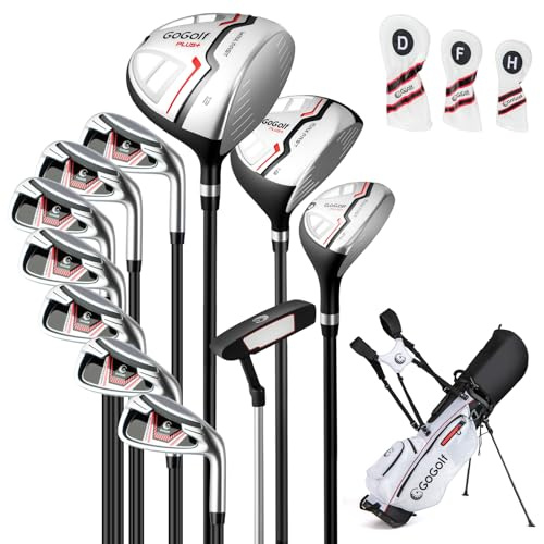 GOPLUS golfklubbor set dam, 15 golfset med 460cc #1 driver, #3 fairway trä, hybrid, järn (#5#6#7#8#9#P #S) och putter, komplett set för nybörjare med stativväska