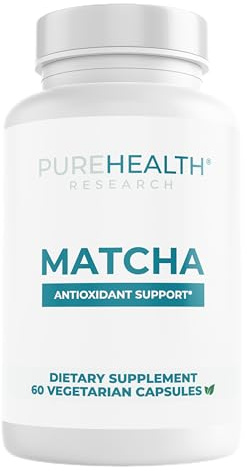PUREHEALTH RESEARCH Matcha 1000 mg - Organic Ceremonial Grade Matcha Powder Supplement - EGCG Green Tea Extract Pills for Mental Clarity, Energy & Hearth Health - Vegan, Gluten Free - 60 Capsules