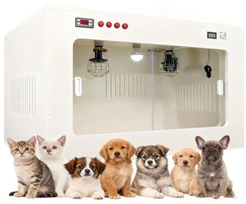 Qiang Couveuse Animaux avec Ventilation et Chauffage Adjustable Caisse Incubateur pour Une Portée de Chiots ou de Chaton,Assurant Un Développement Optimal 100 * 60 * 60cm