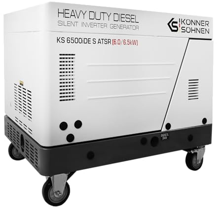 K&S Könner&Söhnen KS 6500iDE S ATSR Diesel Inverter Generatore 6,5 kW, generatore di corrente con alloggiamento insonorizzante, unità di emergenza invertita con avviamento elettrico, possibilità di