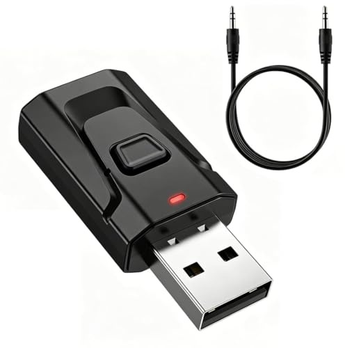 Adaptateur Bluetooth USB 5.0, 2-en-1 Transmetteur et Récepteur (TX/RX), Dongle Stéréo Audio sans Fil avec Prise AUX Jack 3.5mm pour TV, PC, Voiture, Casque, Enceinte - sans Latence, Plug & Play