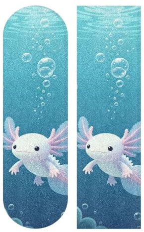 WDdZzyy Cute Axolotl Swimming with Bubbles skateboard grip tape sheet anti slip grip tape scooter 33×9 Inch repuesto para patineta