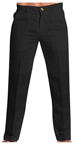 Kostymbyxor, herr, normal passform, stretch, tygbyxor, bomull, linnebyxor, raka ben, affärsbyxor, lätta, luftiga sommarbyxor, stretch, chinos byxor, bekväma golfbyxor, lediga säckiga herrbyxor med