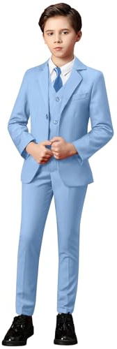 YuanLu Kids Suit for Toddler Boy Baby Blue Suits Ring Bearer Outfit Wedding Guest Formal Dresswear Slim Fit Homecoming Tuxedo Youth Boy Easter Dress Suits Size 6
