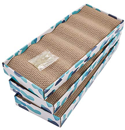 PEEKAB Cat Scratcher Cardboard Reversible Cat Scratch pad Kitty Corrugated Scratching Board Bed Catnip Included