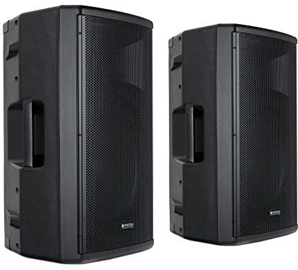 Pronomic E-212 MA Set Estéreo: 2 Cajas activas 2 vías, 2x120W RMS, woofer 12, Driver 1, Bluetooth, MP3 USB/SD, inclinación para Monitor.