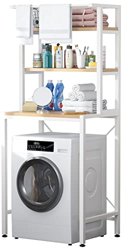 MOYIPIN 3-Tier Drum Washing Machine Storage Rack Space-Saving Bathroom Storage Rack Above The Toilet, Multi-Functional,Bearing Strong, Adjustable Storage Rack, White