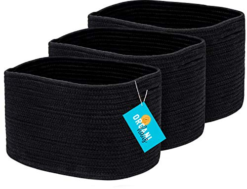 OrganiHaus Confezione da 3 cestini portaoggetti da bagno in tessuto intrecciato, cestino per rotolo di carta igienica, cestino in corda di cotone per riporre asciugamani, cesti portaoggetti per