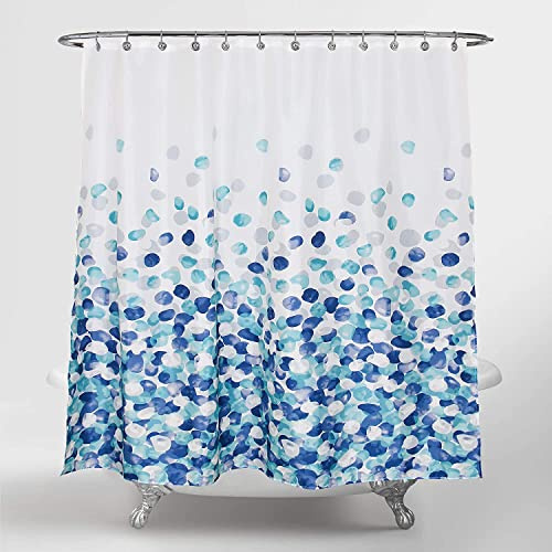 Wolke sieben Premium Duschvorhang Badezimmer Vorhang Polyester Wasserdicht Waschbar Anti-Schimmel I Verstärkter Saum mit Gewichtsband I Set inkl. 12 Haken, Metall-Ösen (Blau, 180 x 180 cm)