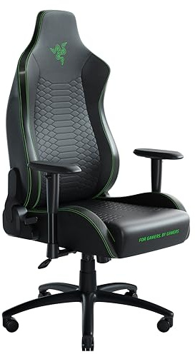 Razer Iskur X - Ergonomischer Gaming Stuhl (Schreibtischstuhl / Bürostuhl, Ergonomisches Design, Mehrlagiges Kunstleder, Polster aus hoch verdichtetem Schaumstoff) Schwarz/Grün | Standard