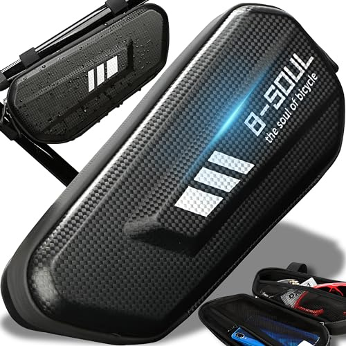 Retoo Sacoche de Cadre de vélo de Route en EVA Noir avec Fixation pour VTT et vélo électrique, 27 x 12,5 x 7 cm, étanche, Sac à Outils, Sac à Tubes