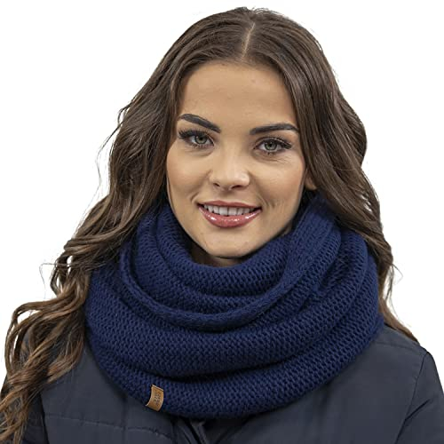 VIVISENCE Loop Schal Strick Zweimal Gefaltet Ideal Wärm Für Wintertage 7103, Dunkelblau,Einheitsgröße