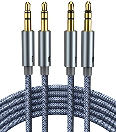 Highwings Aux Kabel 3,5mm Klinkenkabel 1,2M Stereo Audio Kabel Klinke auf Klinke Nylon Geflochtenes Hochwertige Kabel für Kopfhörer, Auto, Handy, PC, Lautsprecher, Stereoanlagen, MP3-Player usw，2PACK