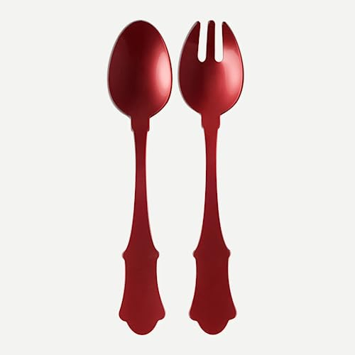 SABRE PARIS - 2-Piece Salad Cutlery Set 26 cm - Honorine Collection - Acrylic - Dishwashers - Red