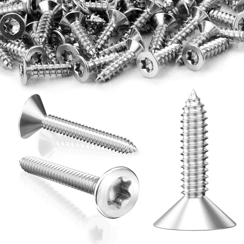 SWTYExt 120 Stück Holzschrauben Torx 3x20mm Torx Schrauben Spanplattenschrauben Edelstahl V2A Selbstschneidende Holz Blechschrauben Senkkopf Schrauben Vollgewinde für Befestigungselemente