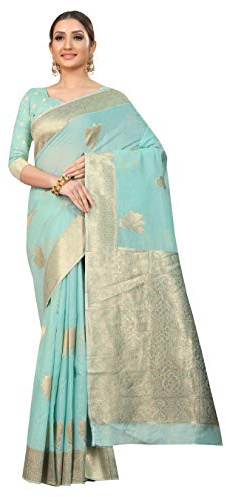 Aashita Creations - Sari de algodón dorado para mujer