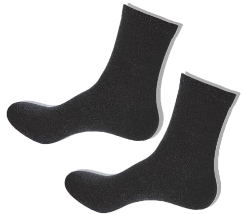 Grounding Socks, Conductive Silver Fiber Crew Socks for Women Men, Earth Connected Socks for Grounding Mat, Sheets, Shoes, Black(2 Pairs), One Size