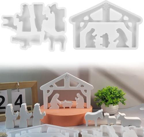 Stampi in Silicone per Colata Presepe e Candele - 3D Gesso Fai da Te per Decorazione Della Casa