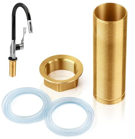 TNOMSNO Kaltwasserhahn Armaturen Nippel Kontermutter, Kit Verlängerung Gewinderohr Wasserhahnverlängerung mit Gewinderohr Schaftmuttern Verlängerte Hohe M30*10cm Kontermutter für Den Wasserhahneinbau