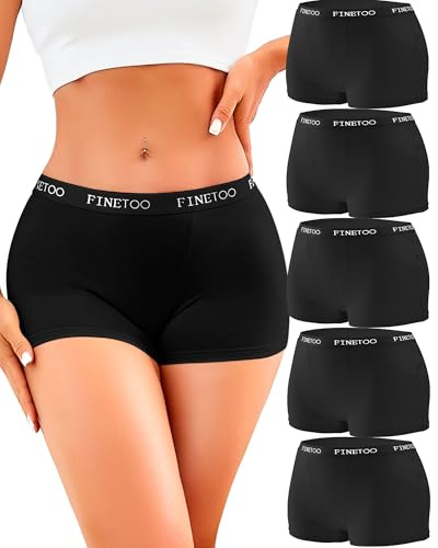 FINETOO Boxershorts dam bomull kalsonger dam bekväma bomullsunderkläder andningsbara underkläder dam hipster trosor mjuka trosor dam flerpack plus storlek 5-pack XS-4XL