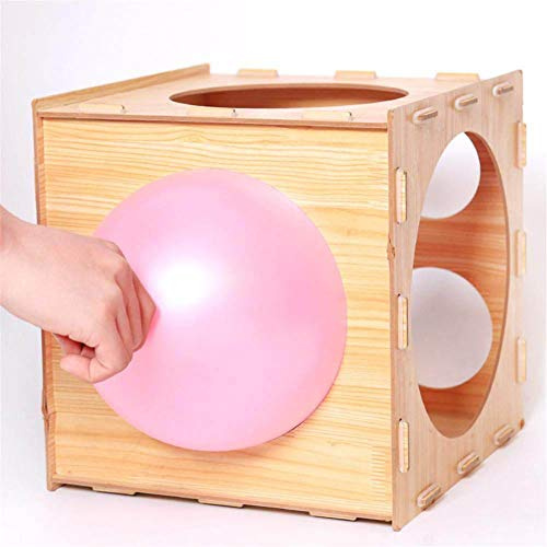 Luftballon-Messbox aus Holz für Ballonbogen-Set, Zusammenklappbarer Würfel mit 9 Löchern, Ideal für Geburtstags-, Hochzeits- und Partydekorationen (Wie gezeigt)