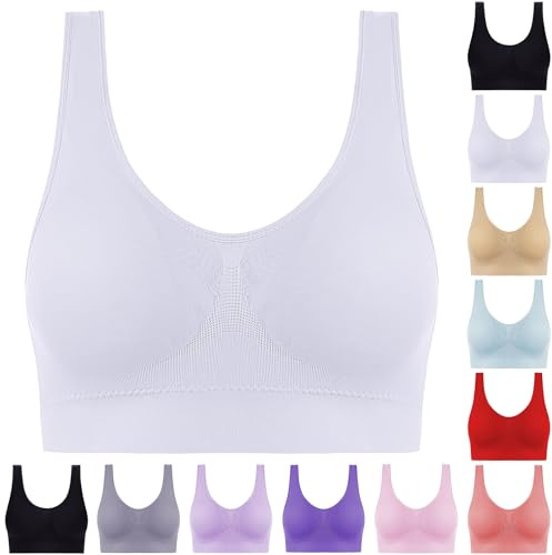 Angxiwan Deals of The Day Sale Prime Sports Bras Women Full Coverage Activewear Bra Super Comfort Push up Bralette Breathable Wide Strap Crop Tops Vest Seamless Lightning Deals Today