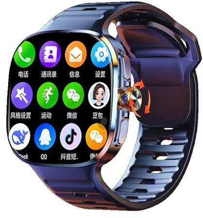 XINDADA Reloj inteligente M99 2025 4G/5G con tarjeta SIM, Android 10, pantalla AMOLED de 2.4 pulgadas, 2100 mAh, GPS, WIFI, NFC, reloj inteligente descargable (negro, 8+128GB)