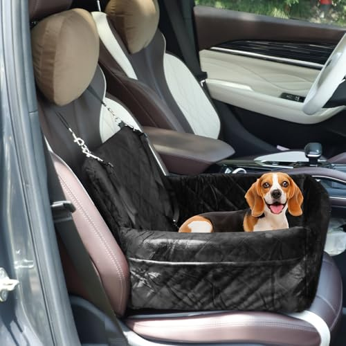 BAODBF Extra stabil hundbilstol, 40 × 40 × 35 cm hundbilstol för små och medelstora hundar, hundbädd bil med 2 fästremmar, hundsäte, bilbaksäte, för baksätet i bilen, svart