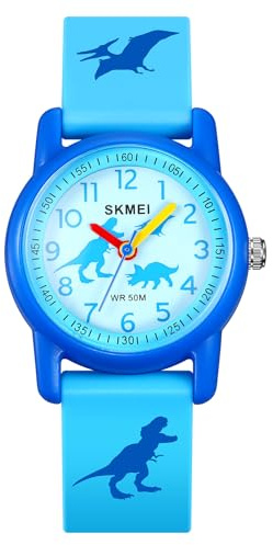 SKMEI Boys Analog Watches Kids Waterproof Wristwatch with Cute for Girls Cartoon Gift Watches(Dinosaurs)