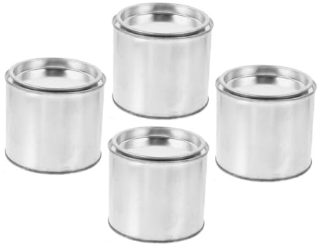 HYTROVE 4Pcs Metal Paint Pails with Lids Multipurpose DIY Craft Storage Tins for Leftover Paint Mixing Ink Containers for Indoor Outdoor Painting Projects