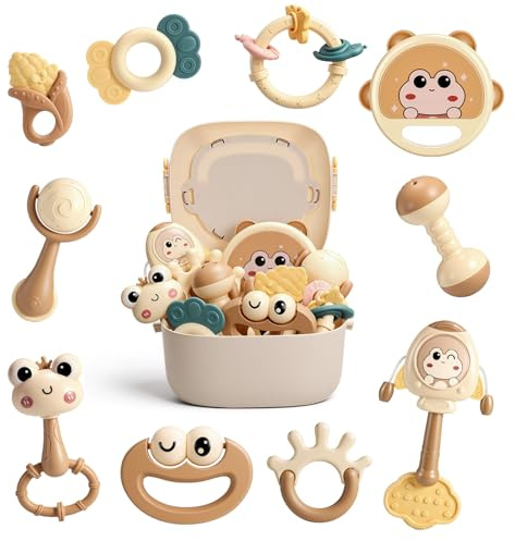 Hochet Bebe 0 3 6 9 12 Mois, Jouet Bebe 0-12 Mois Jeux Eveil Bebe 0 3 6 Mois Jouet Bébé Cadeau 0-6-12 Mois Fille Garçon Jeux Bebe 0-9 Mois Jouet Nouveau Né Garçon Fille Montessori Jeux Bébé