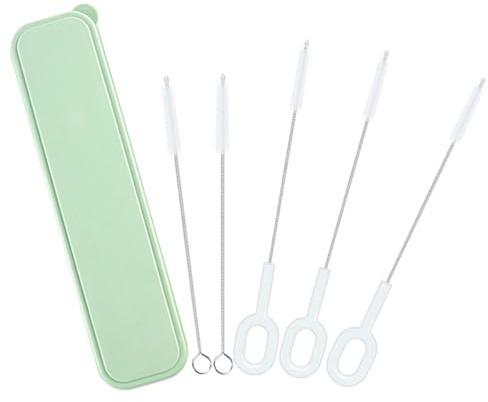 FIXOSHEE Brosse de Nettoyage pour Pailles et Biberons Set 5 Pièces Poils Doux Renforcés Taille Moyenne Étui de Rangement Accessoire Bébé Pratique pour Nettoyage en Profondeur