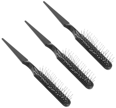 DINHEAROM Spazzola per Cotonare in Acciaio Pettine a Coda di Topo 3 Pezzi per Uso Professionale, Adatta a Styling di Parrucche e Chioma Naturali Selezione Precisa delle Ciocche