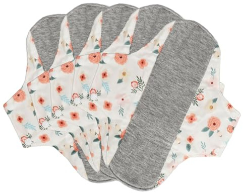 Tvättbara sanitetsbindor set om 5, återanvändbara tygbindor, andas och hudvänlig, ren bomull, absorberande och läckagesäker, skonsam mot huden – 20 x 23 cm