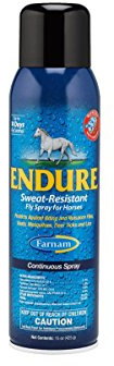 Farnam Endure Fly Spray for Horses - Long-Lasting Sweat-Resistant Fly Repellent, Repels Flies, Mosquitoes, Gnats and Ticks, Up to 14 Days Fly Control - 15 oz Continuous Spray