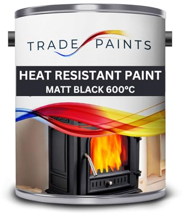 Trade Paints High-Temperature Heat Resistant Paint for Stoves, Wood Burners & Fireplaces – Durable Matt Black 600°C Enamel Metal Coating for Indoor/Internal Use – 1 Litre