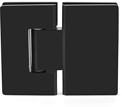 Ranbo Heavy Duty 180 Degree Glass Door Cupboard Showcase Cabinet Clamp Frameless Pivot Glass Shower Doors Hinge Replacement Parts Wall-to-Glass,304 Stainless Steel Black (180 Degree)