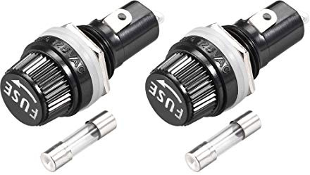 uxcell Screw Cap Panel Mounted Fuse Holder AC 125V/15A 250V/10A Black with 5 x 20mm Glass Fuse 2Set