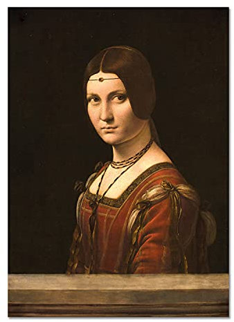 Giallobus - Gemälde - Leonardo Da Vinci - Porträt einer Dame - Acrylglas - 50x70 - Bereit zum Aufhängen - Moderne Gemälde für zu Hause