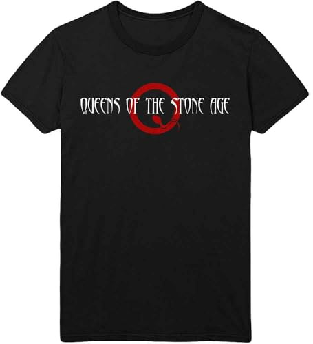 Queens Of The Stone Age T Shirt Text Band Logo Nue offiziell Herren Schwarz L