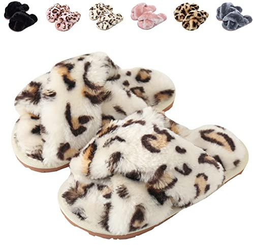 Chaussons Femme & Fille Hiver Pantoufle Peluche Enfant Chaud Fourrure Chaussons Mémoire Mousse Bout Ouvert Slippers