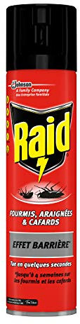 Raid Aérosol Fourmis, Araignées et Cafards, Effet Barriere, 400ml